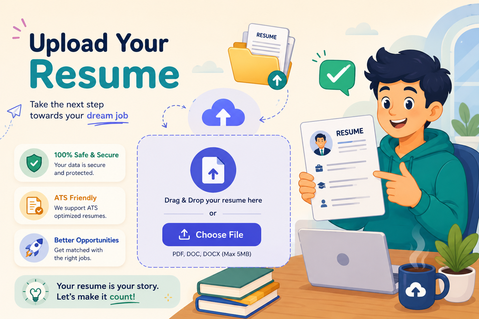 Uploading resume digitally on MZOBS candidate portal